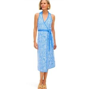 NWT Diane Von Furstenberg DVF x Target Midi Wrap Sweater Dress Sea Twig Blue (L)